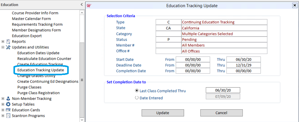 Education Tracking update 1