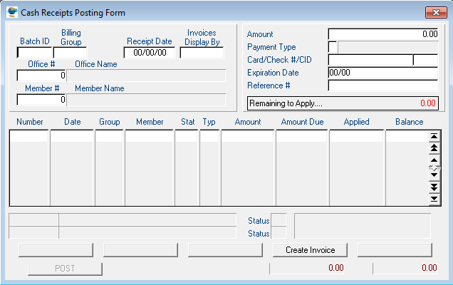 Cash Receipts Posting Form