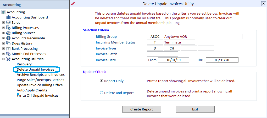 Delete archive inv and rec 1