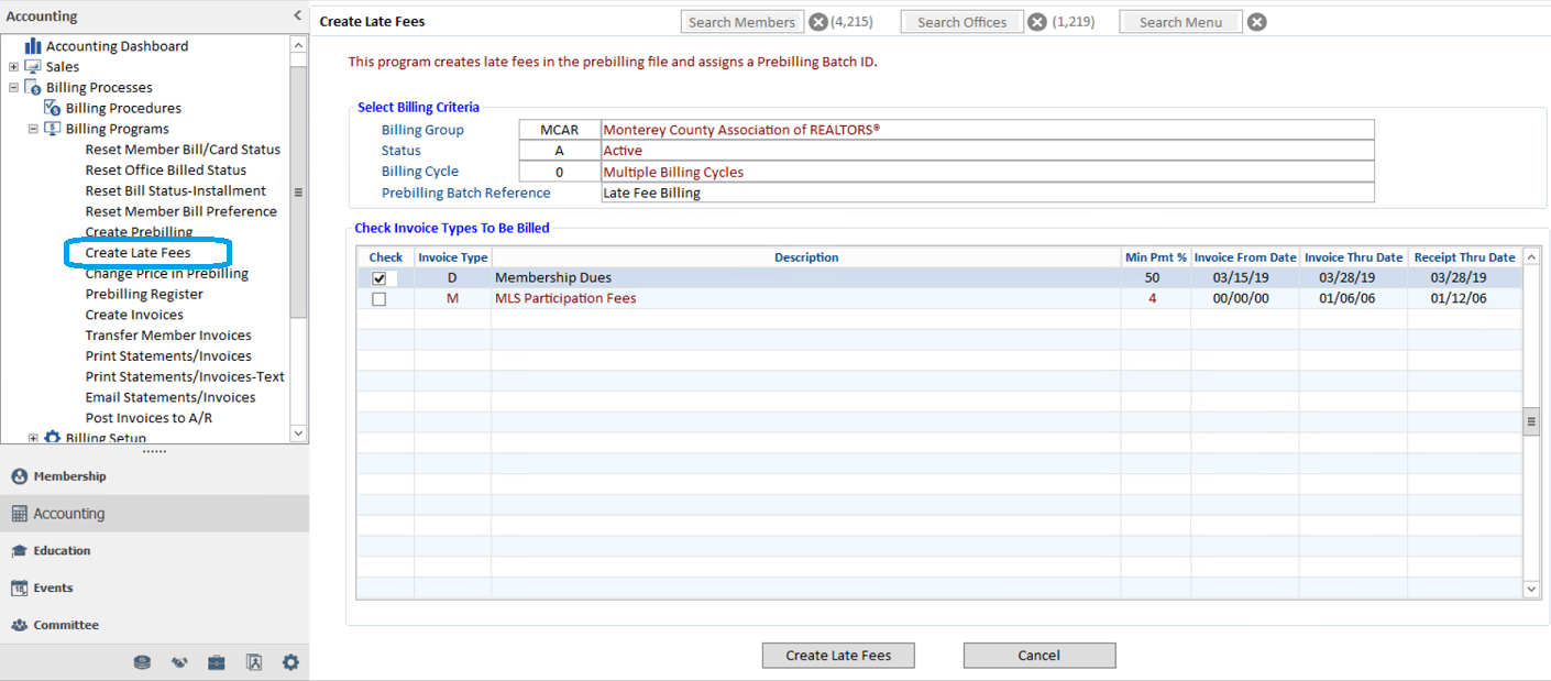 creating late fees 2