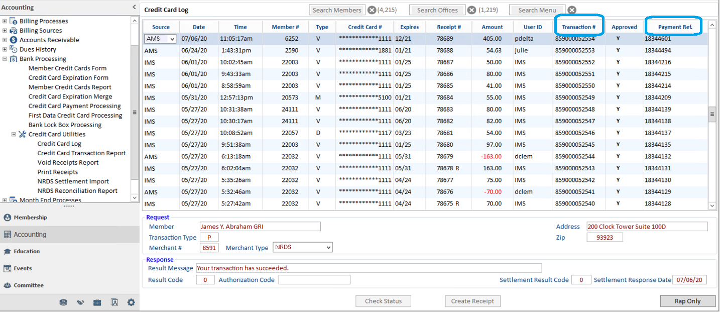 cross ref IMS trans2